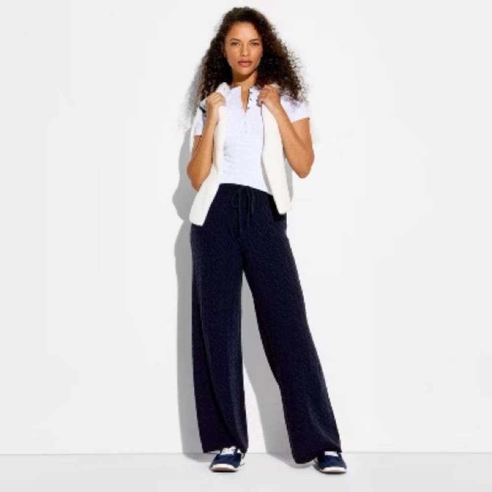 Women's Mid-Rise Cable Sweater Pants - Wild Fable™ Navy Blue - XXL